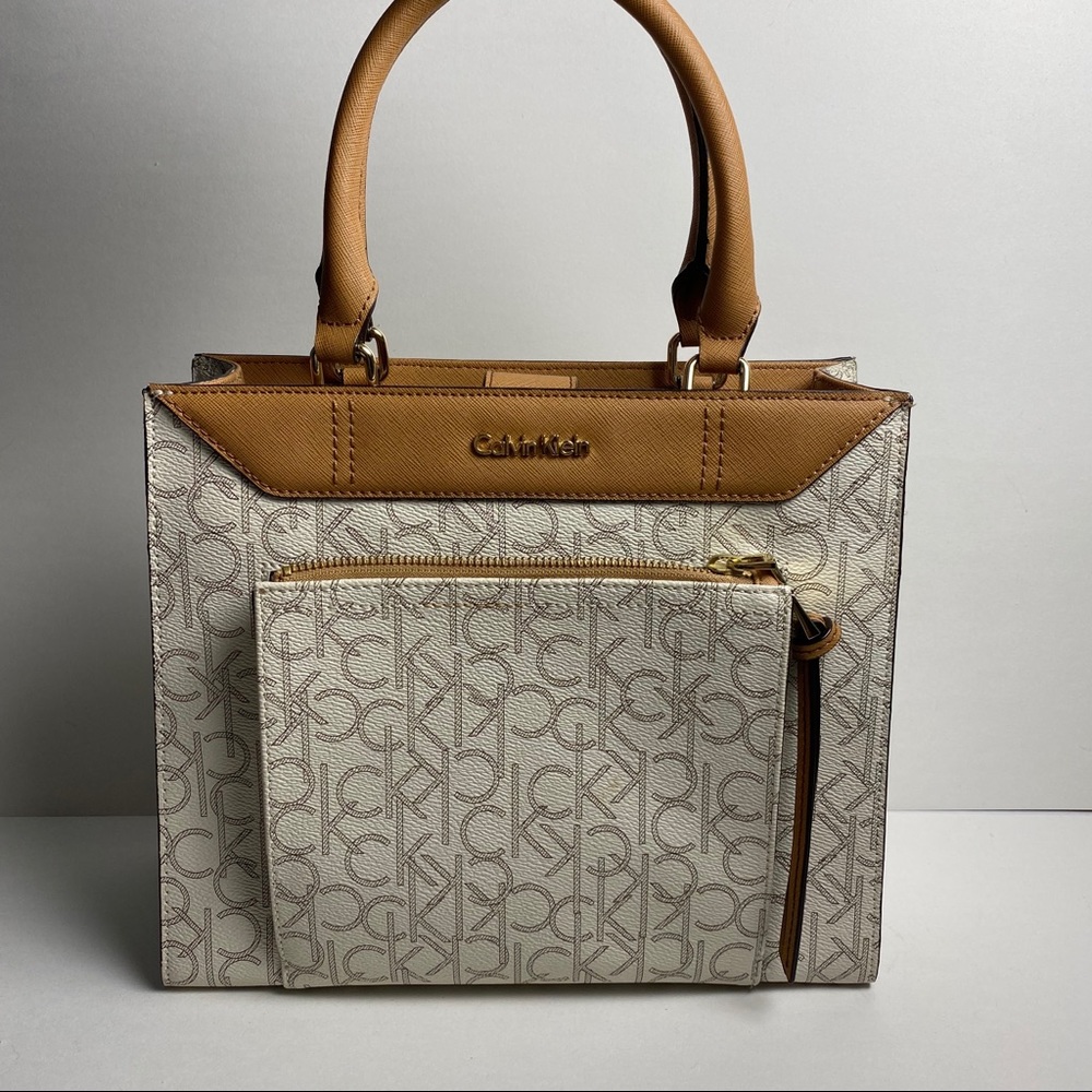 Calvin Klein monogram  leather Satchel Bag